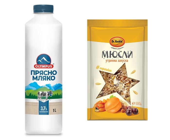 Пакет: Прясно Мляко Olympus 3.7% 1 л + Мюсли Утринна Закуска Dr Keskin 500 г