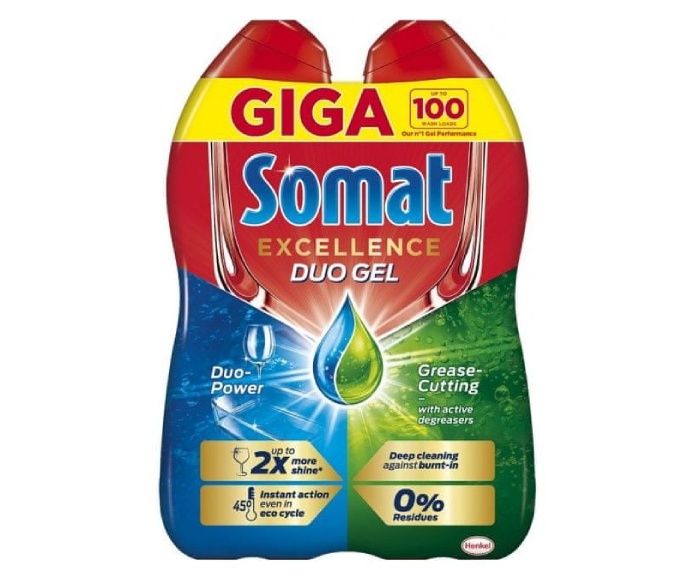 Гел за Съдомиялна Somat Excellence Duo Gel 100 изм 2 x 900 мл