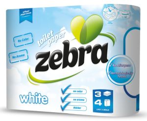 Тоалетна Хартия Zebra White 3 пл. 4 бр