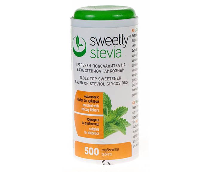 Подсладител Sweetly Stevia 500 таблетки с дозатор