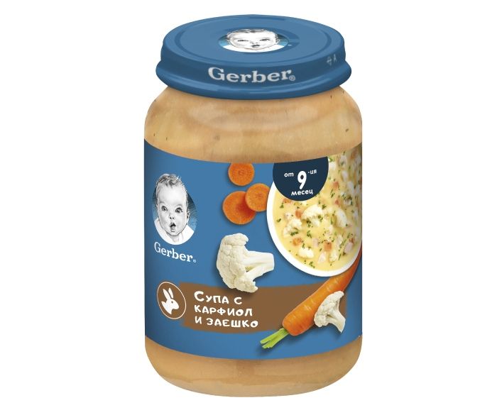 Пюре Nestle Gerber Супа с Карфиол и Заешко, от 9-ия месец 190 г