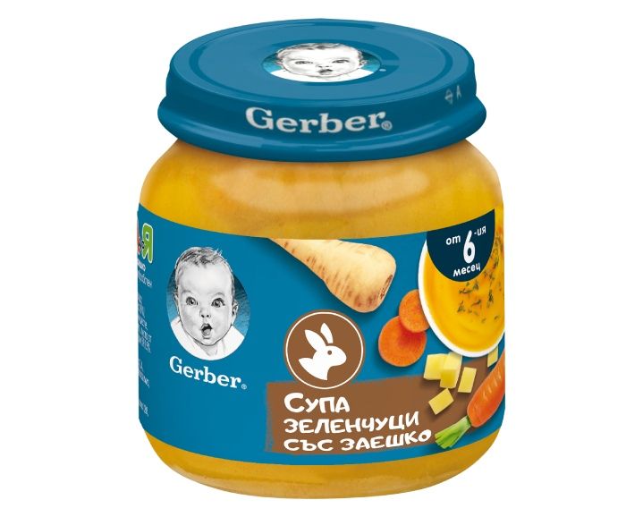 Пюре Nestle Gerber Супа Зеленчуци със Заешко, от 6-тия месец 125 г