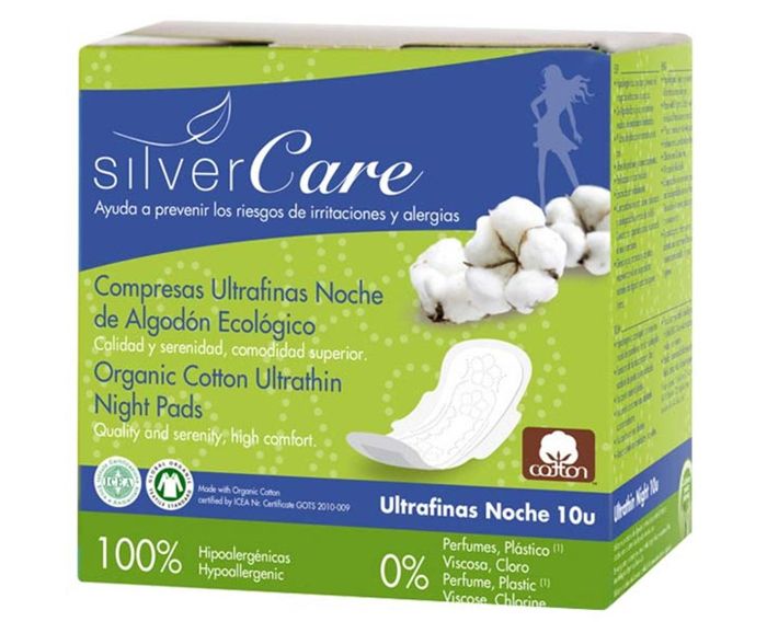 Органични Нощни Дамски Превръзки Silver Care с Крилца 10 бр