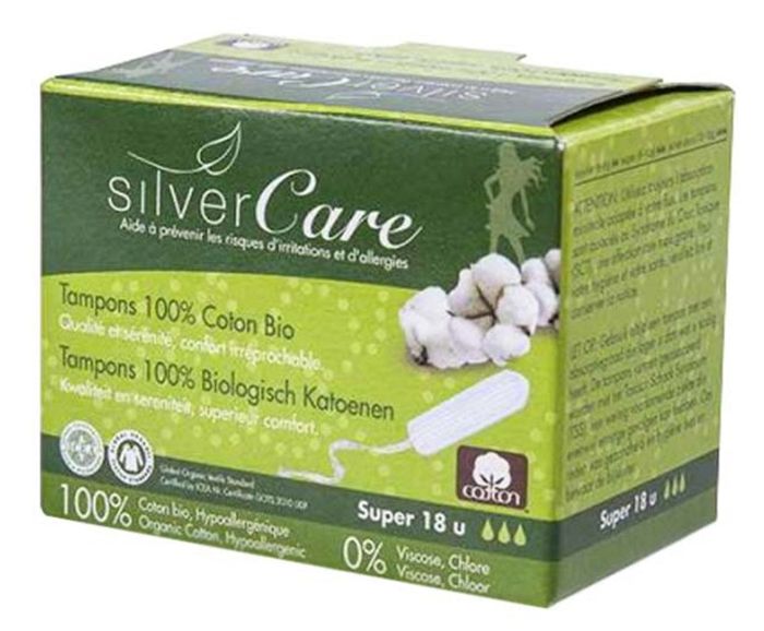 Дамски Тампони с Органичен Памук Silver Care Super 18 бр