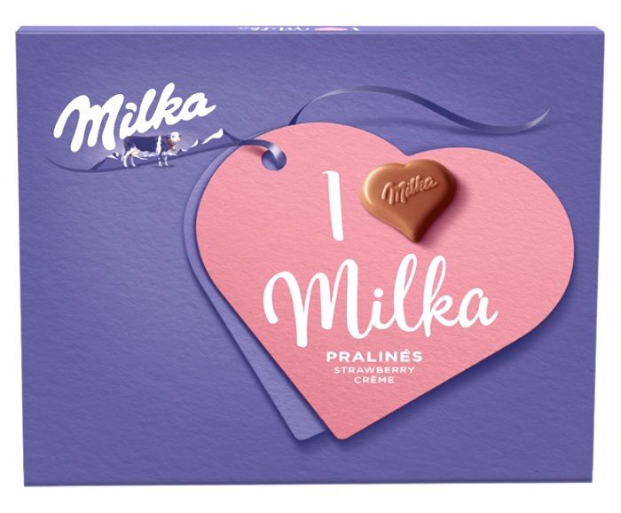 Шоколадови Бонбони с Ягодов Крем I Love Milka 110 г