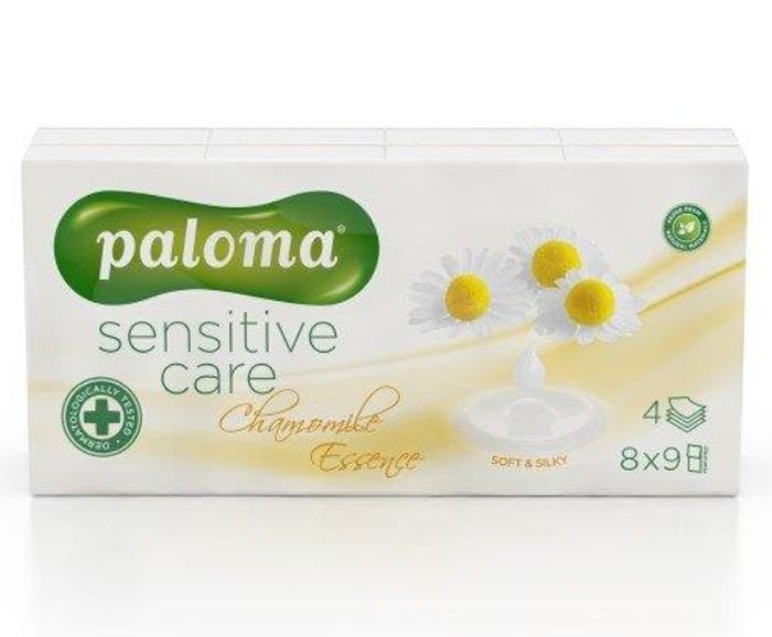 Носни Кърпички Paloma Sensitive Care Четирипластови лайка 8 х 9 бр