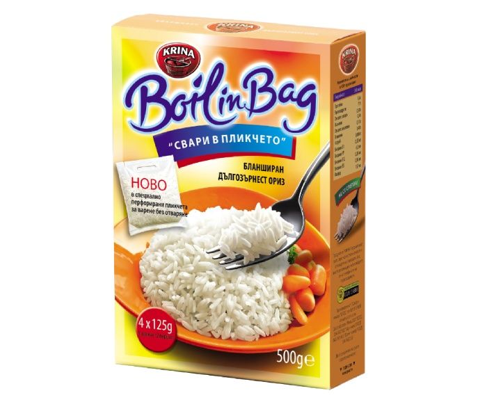 Дългозърнест Ориз Бланширан Boil in Bag Krina 4 х 125 г