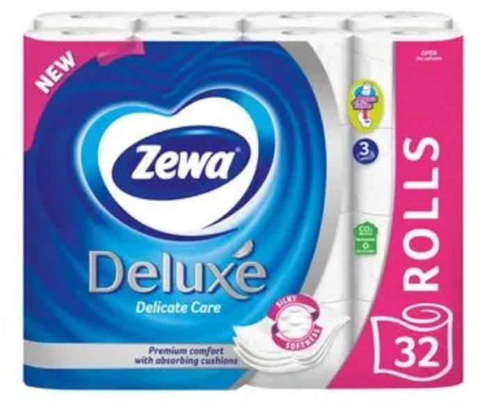 Тоалетна Хартия Zewa Deluxe Delicate Care 3 пл. 32 бр