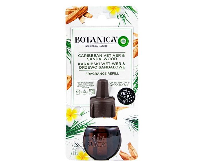 Пълнител за Електрически Ароматизатор Air Wick Botanica Карибски Ветивер и Сандалово Дърво 19 мл