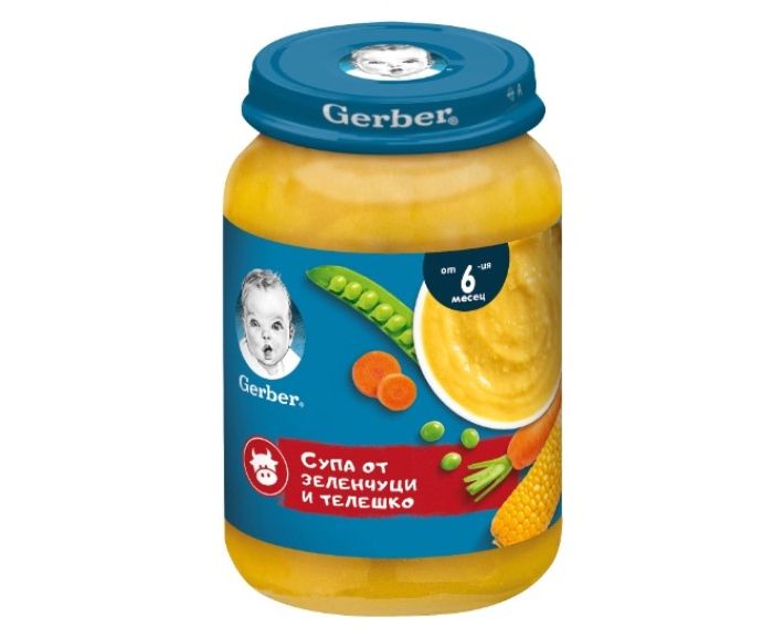  Nestle Gerber Пюре Супа от Зеленчуци и Телешко от 6-ия Месец 190 г
