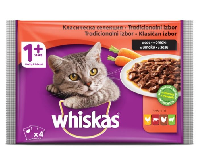 Храна за Котки Пауч 1+ Класическа Селекция в Сос Whiskas 4 x 100 г