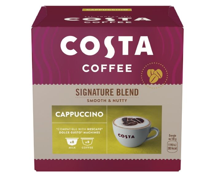 Кафе Капсули Costa Cappuccino Signature Blend Съвместими с Nespresso и Dolce Gusto 16 бр 8 напитки