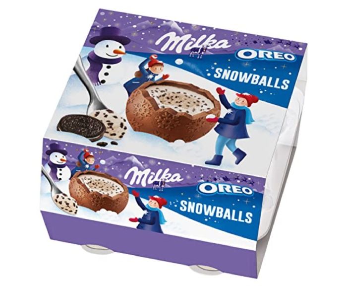 Коледни Бонбони с Млечен Пълнеж Milka Oreo Snowballs 4 бр 112 г