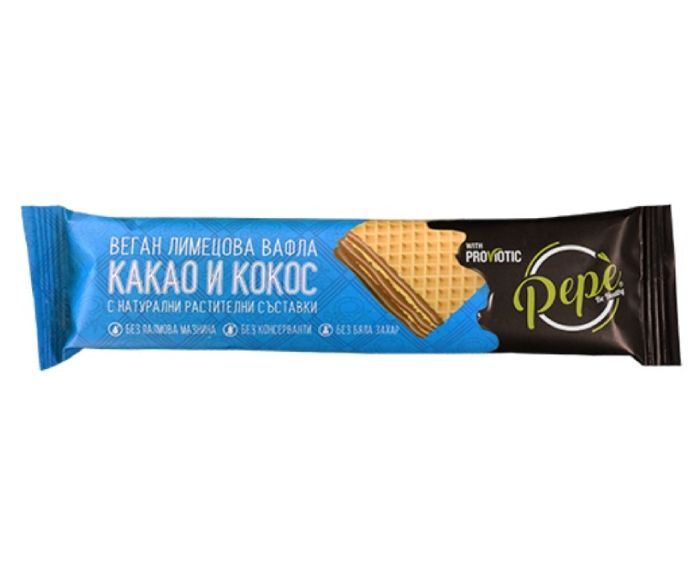 Веган Лимецова Вафла с Какао, Кокос и ProViotic Pepe 30 г