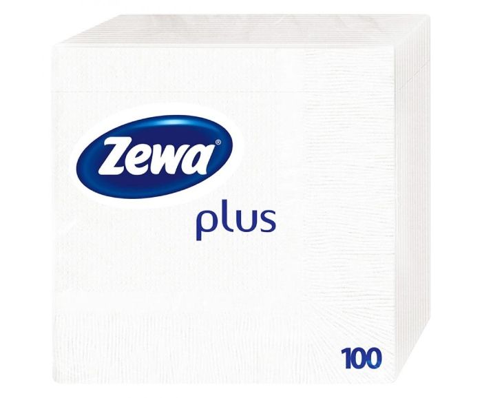 Салфетки Бели Zewa Plus 33x33 см 1 пл. 100 бр