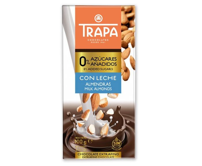 Млечен Шоколад без Захар с Бадем Trapa 100 г