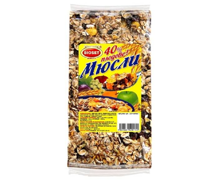 Мюсли Bioset 40% Плодове 500 г