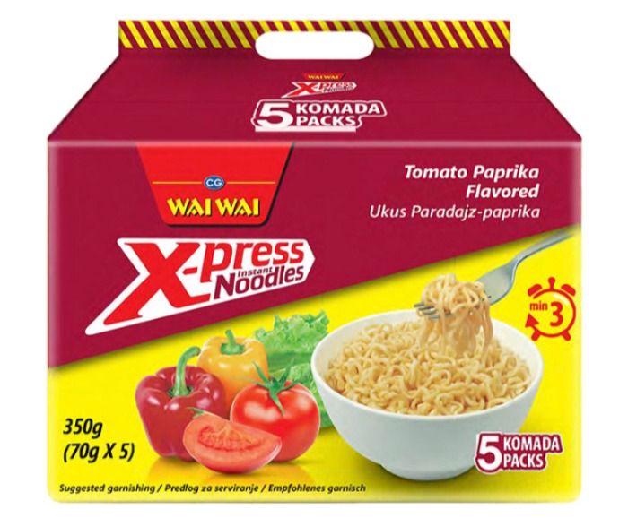 Полуготови Спагети Нудли с Домати и Чушки Wai Wai X-Press 5 бр x 70 г