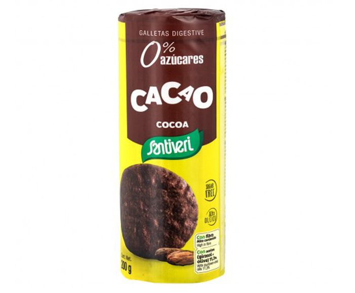 Пълнозърнести Какаови бисквити Диджестив без захар и яйца Santiveri 200 г