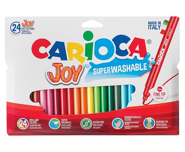Флумастери Carioca Joy 24 цвята, суперизмиващи