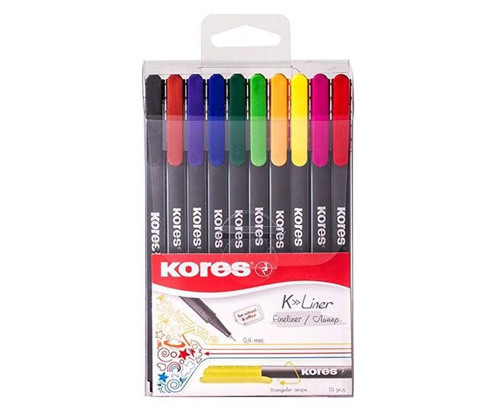 Тънкописци Kores K-Liner 10бр 10 цвята