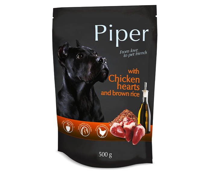 Храна за кучета с пилешки сърца и кафяв ориз Piper 500 г