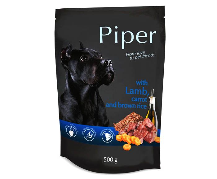 Храна за кучета с агнешко месо, моркови и кафяв ориз Piper 500 г