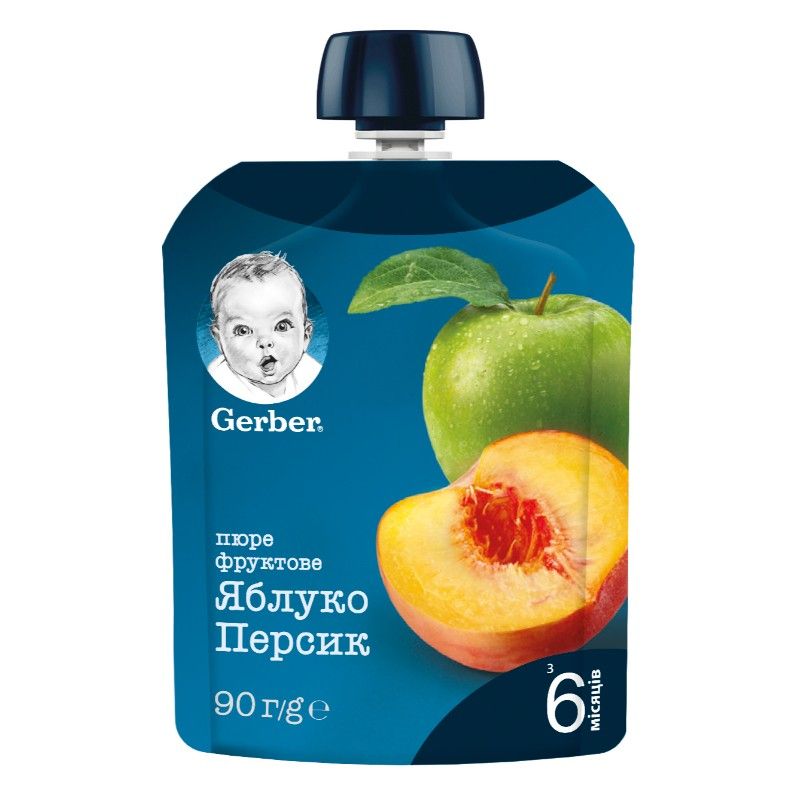 Плодова Закуска Ябълка и Праскова Gerber 90 г
