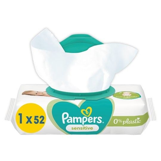 Бебешки Влажни Кърпички Pampers Sensitive Plastic free 52 бр