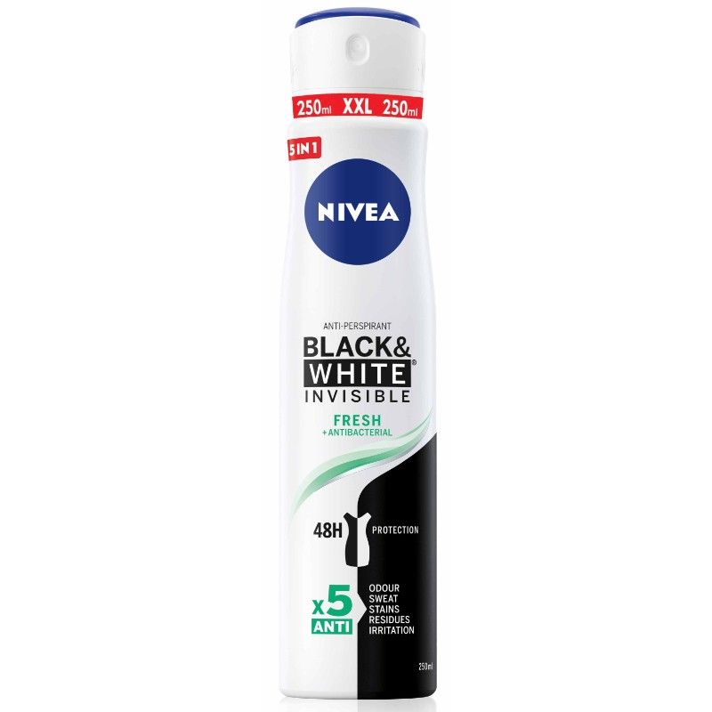 Дезодорант NiveaXL Invisible Black &White Fresh Antibacterial 250 мл