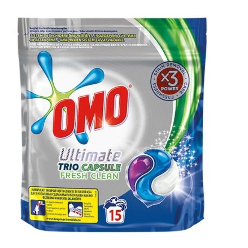 Капсули за пране OMO Ultimate trio fresh 15 бр