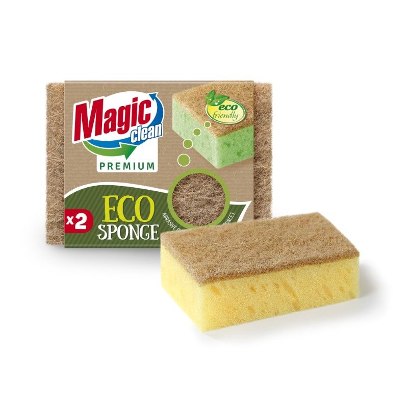 Домакинска Гъба Magic clean Premium ECO с Натурална Фибра 2 бр