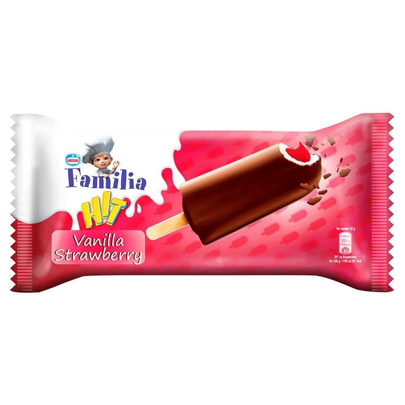 Сладолед Familia Hit Ванилия и Ягода 58 г