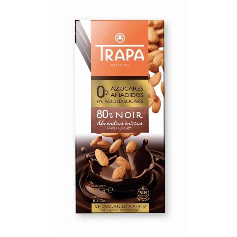 Натурален Шоколад 80% с Бадеми Trapa 175 г