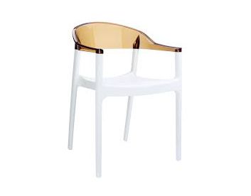 Стол Carmen - бял, прозрачен кехлибар