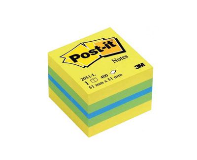 Самозалепващ куб лимон Post-it 51/51 400л неон 3м