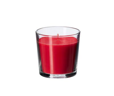 Ароматизирана свещ в стъклена чаша - червена, горски плодове 7.5см