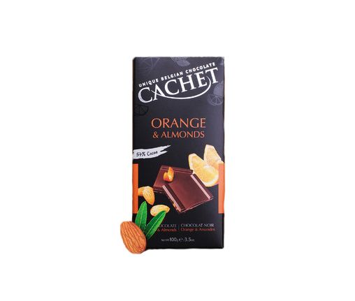 Черен шоколад 57% Портокал и бадеми Cachet 100гр